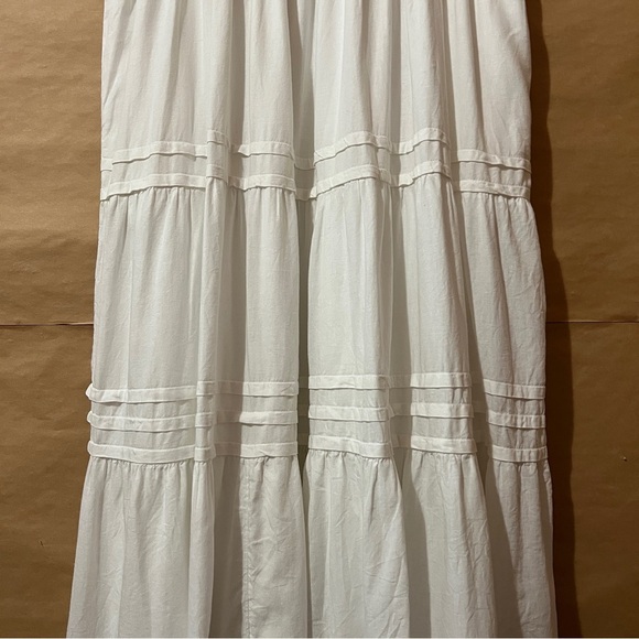 Anthropologie The Somerset Linen Maxi Dress Tiered Smocked Popover White Size XL - Picture 9 of 14